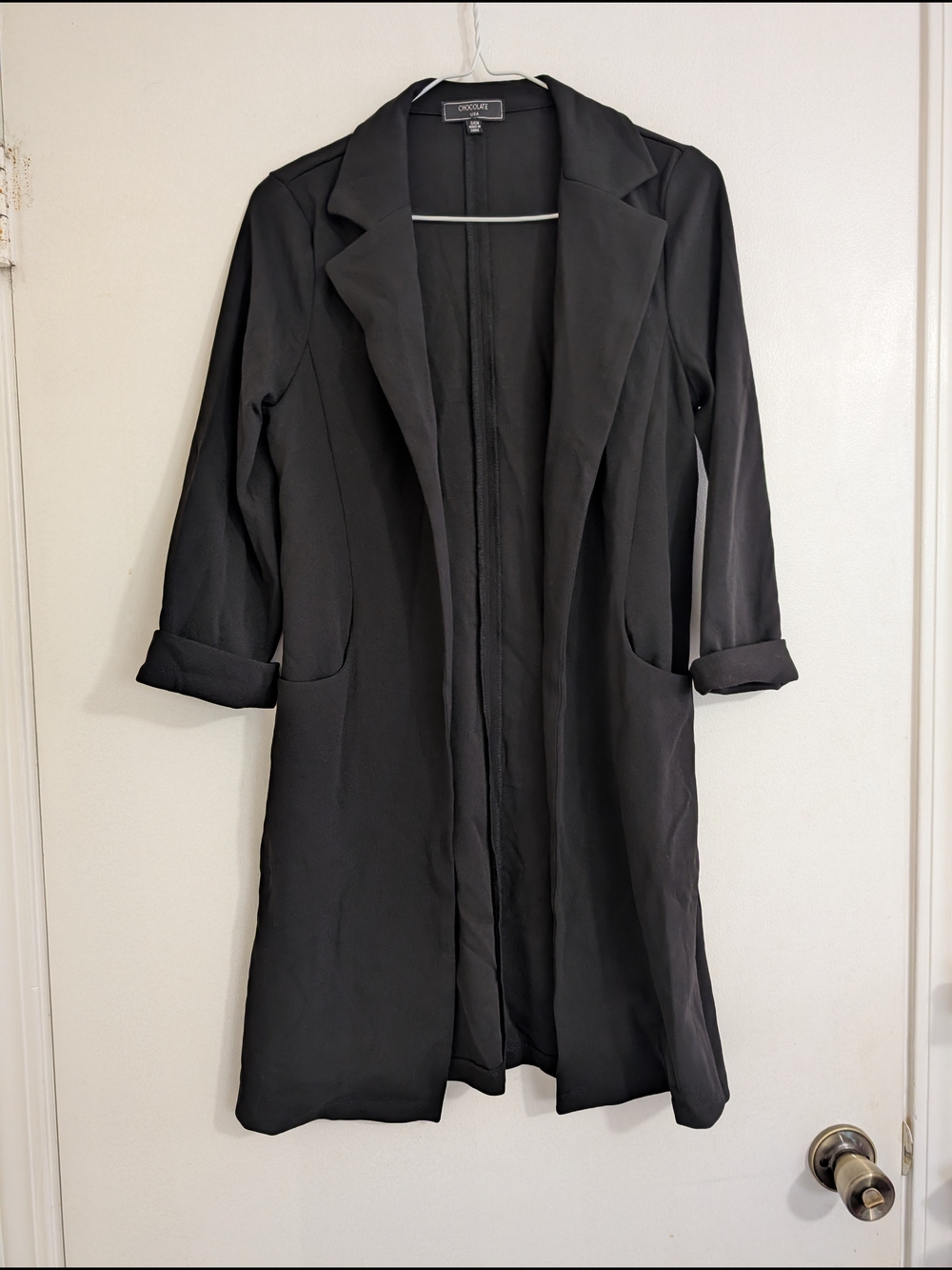 Chocolate Black Long Open Blazer